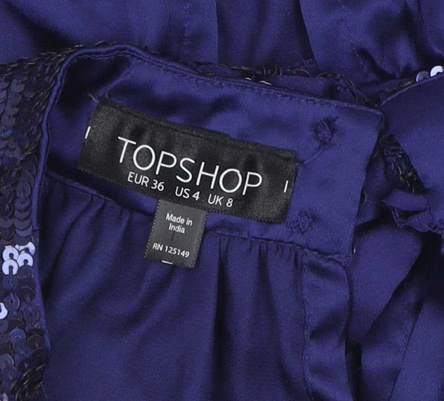 Womens UK Size 8 Topshop Blue Camisole Blouse