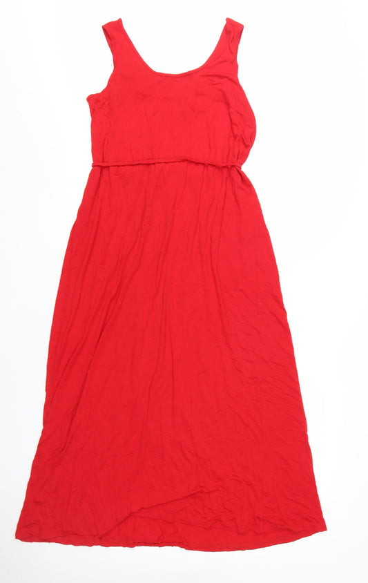 Marks and Spencer Women's Red Midi Fit & Flare Dress