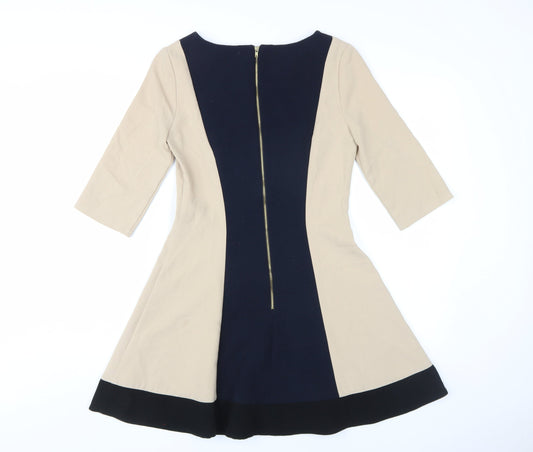 Topshop Women's Beige Black A-Line Dress Size 10