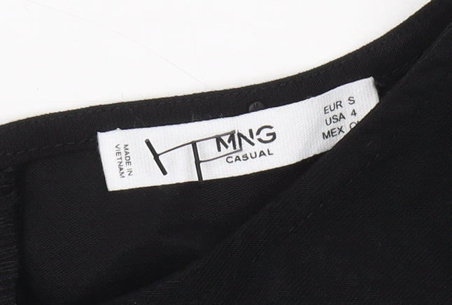 MNG Casual Women's Black Boat Neck Blouse S
