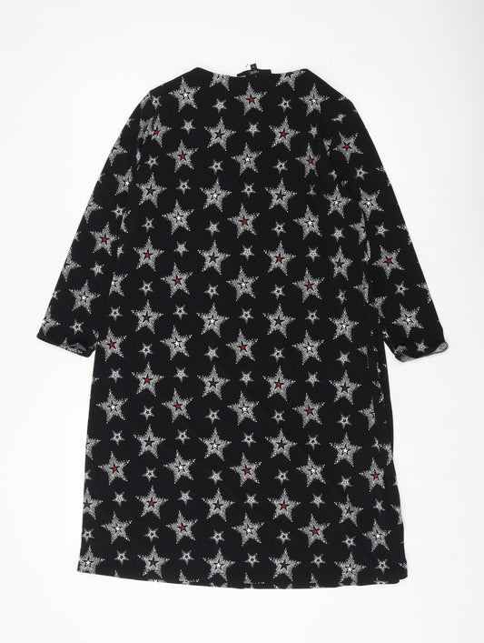 Next Women's Black Star Dress, Size 10, Long Sleeve