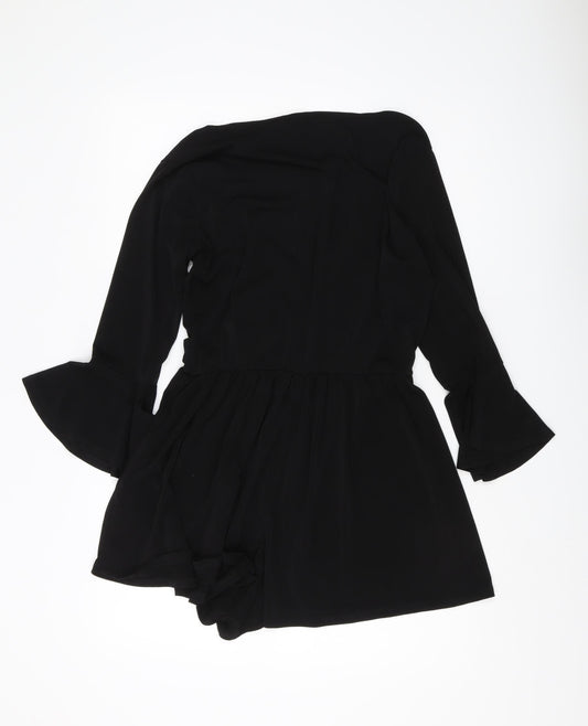 Bershka Women's Black Belted Playsuit L Casual