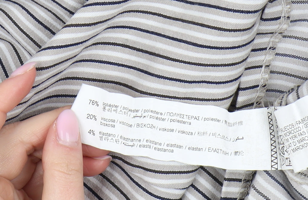 Pull&Bear Women's Grey Striped Shift Dress L