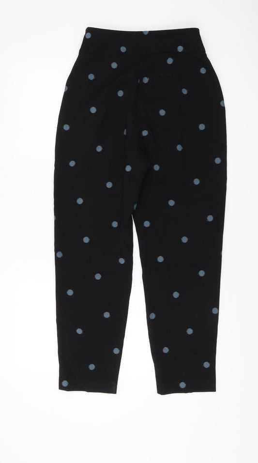 Womens UK Size XS Zara Regular Fit Cropped Black Trousers