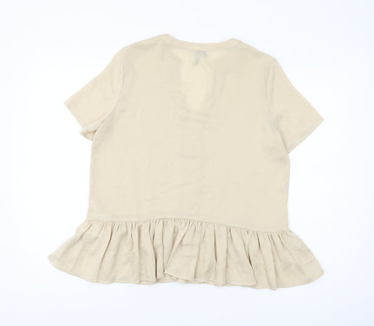 Womens UK Size S VERO MODA Beige Ringer Blouse