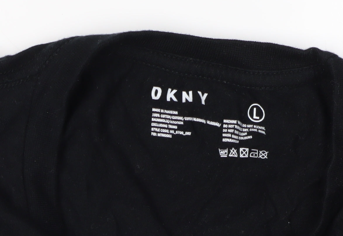 Mens UK Size L DKNY Black T-Shirt
