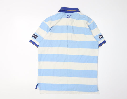 ISC Men's Blue Striped Polo Shirt - Size S