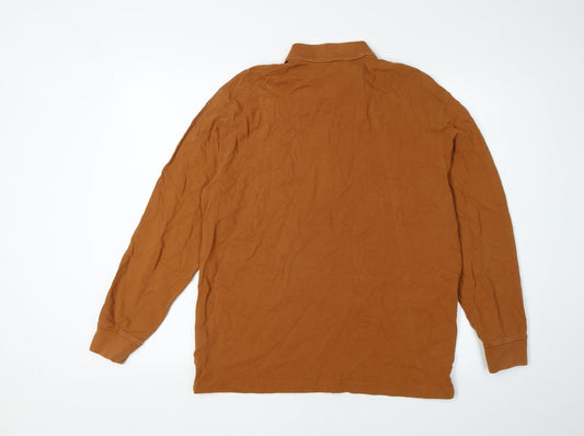 Cotton Traders Men's Brown Polo Shirt M Long Sleeve
