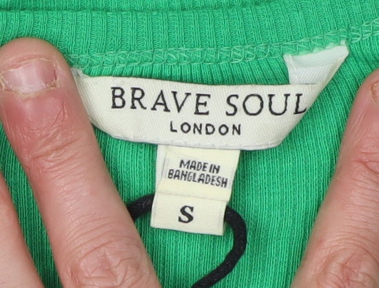 Womens UK Size S Brave Soul Green Cropped Tank