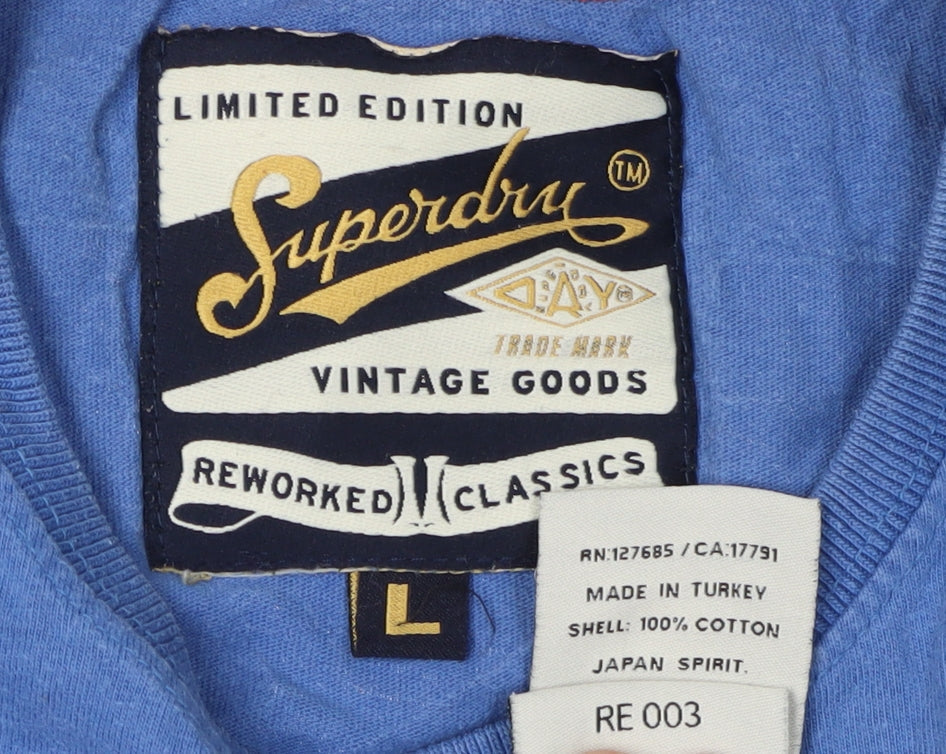 Superdry Men's Blue Graphic Print T-Shirt L