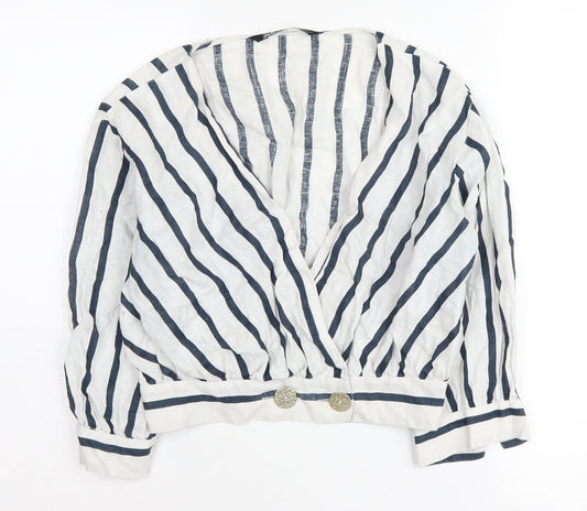 Womens UK Size S Zara White Wrap Blouse