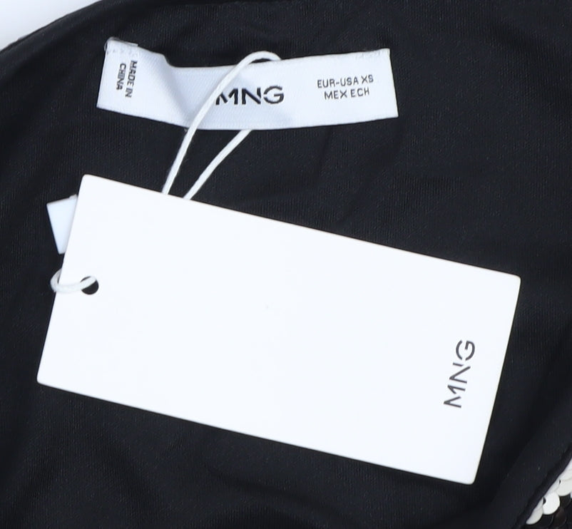 MNG Women's Sequin Houndstooth Skirt Size 8