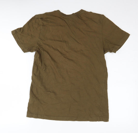 Adidas Men's Brown Logo T-Shirt, Size S, Cotton, Crew Neck