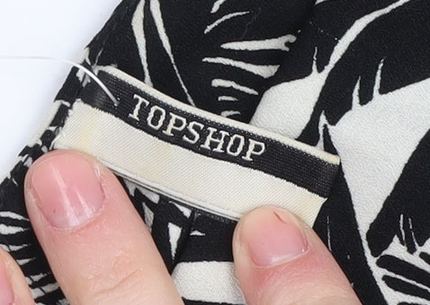 Womens UK Size 12 Topshop Black Cropped Blouse