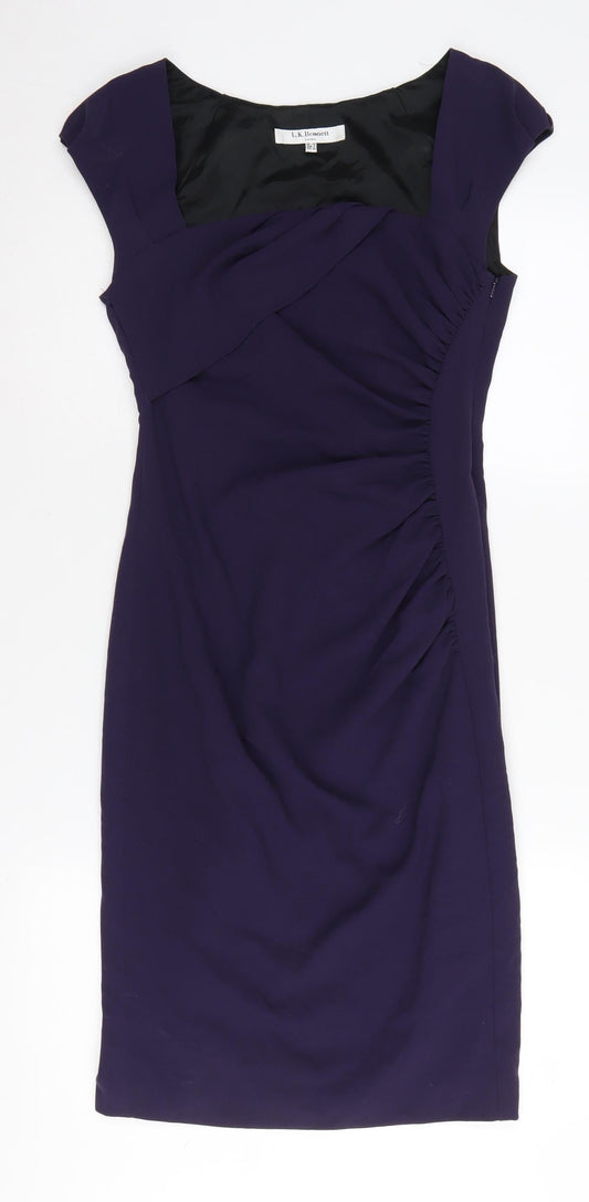Additional front view of L.K. Bennett Women's Purple Sheath Dress, size 10