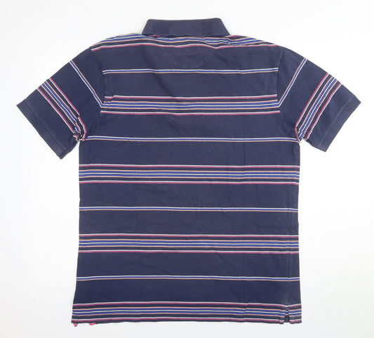 Marks and Spencer Men's Blue M Striped Polo Short Sleeve