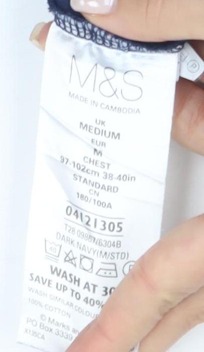 Marks and Spencer Men's Blue M Striped Polo Short Sleeve