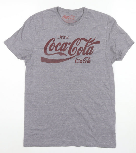 Unisex Adults UK Size S Coca-Cola Grey T-Shirt