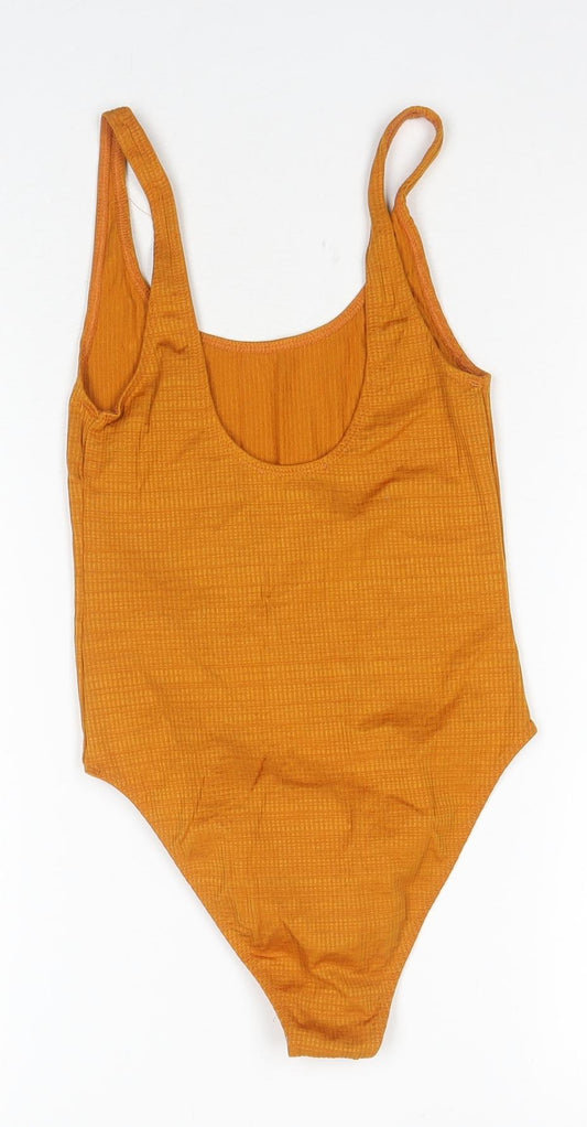 Topshop Women’s Orange Bodysuit, Size 10, Sleeveless, Slim Fit