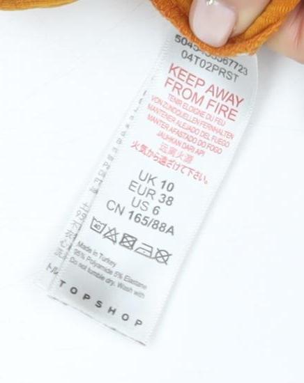 Topshop Women’s Orange Bodysuit, Size 10, Sleeveless, Slim Fit