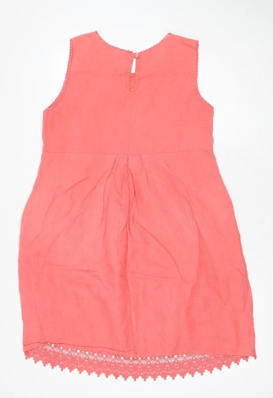 Made in Italy Women's Pink Linen Shift Dress, Size S