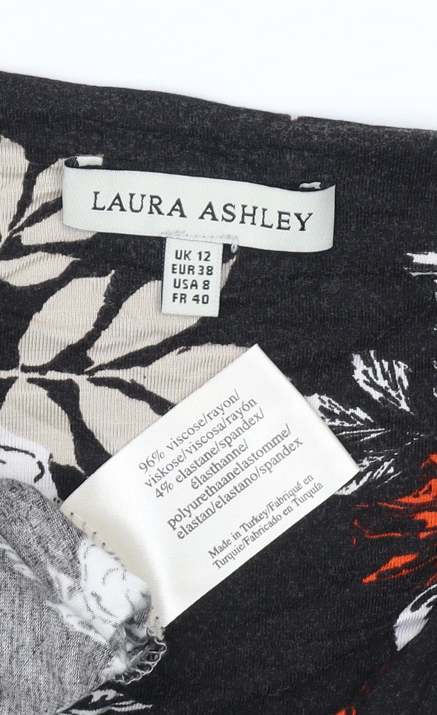 Laura Ashley Women's Black Floral Wrap Blouse - Size 12