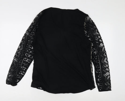 Womens UK Size 16 Marks and Spencer Black Tunic Blouse