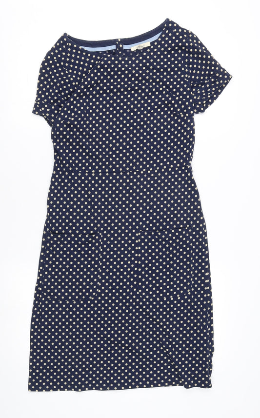 White Stuff Women's Blue Polka Dot Shift Dress Size 10
