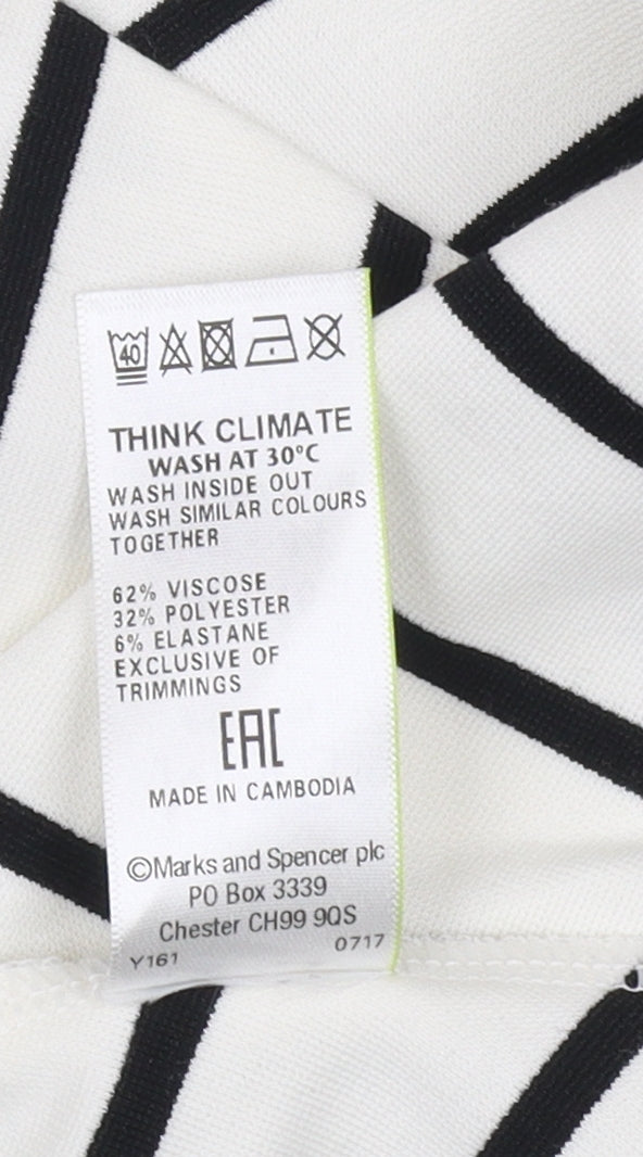 Marks and Spencer Women's Ivory Striped Tunic T-Shirt - Size 16