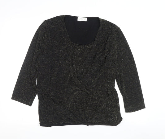 Womens UK Size 12 Apricot Black Wrap Blouse