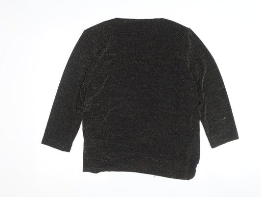 Womens UK Size 12 Apricot Black Wrap Blouse