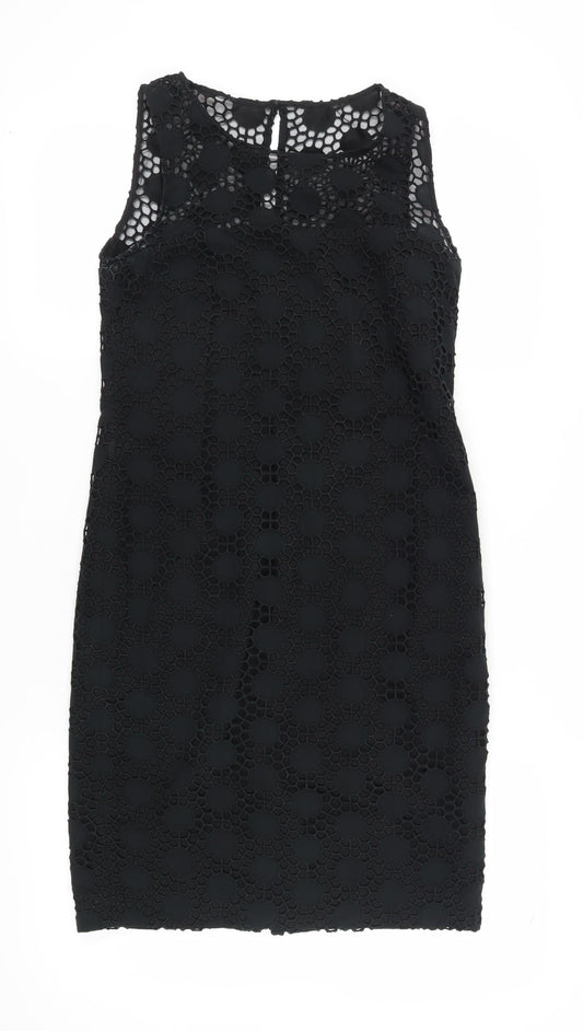 Additional front view of L.K. Bennett Women's Black Sleeveless Sheath Dress, size 6