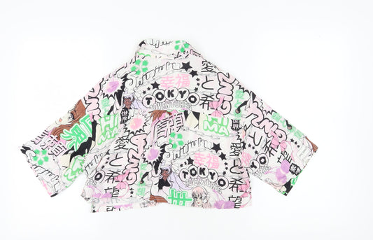 Bershka Women's Anime Cropped Blouse Multicoloured XS