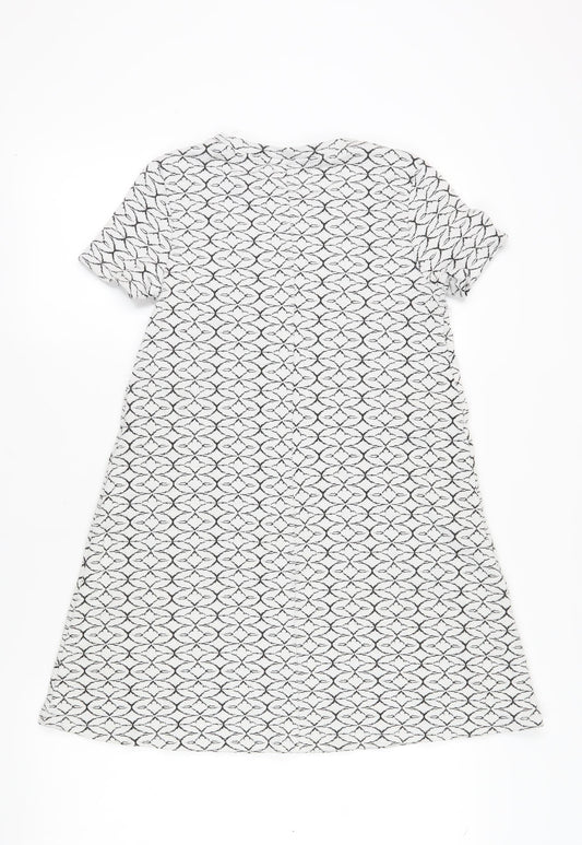 ZARA Women's White Geometric T-Shirt Dress Size 6