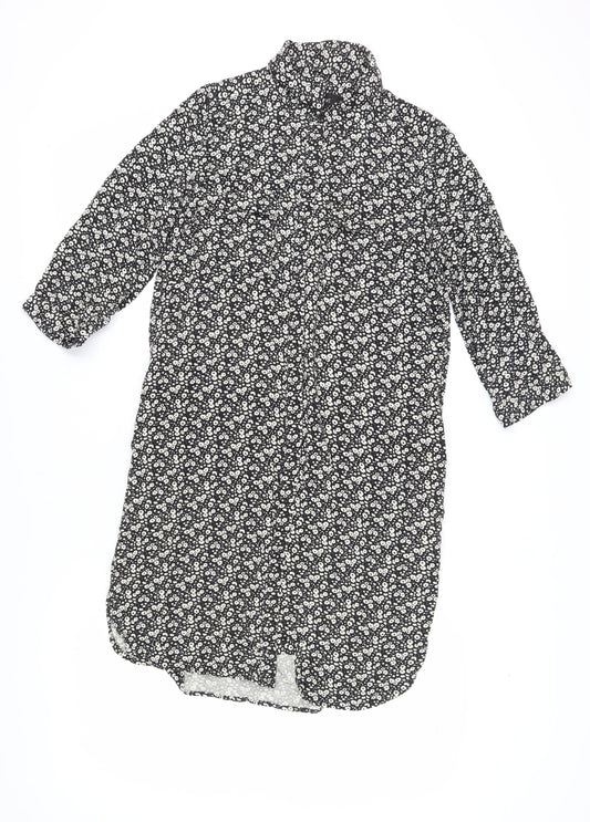 Next Women's Black Floral Shirt Dress Size 10