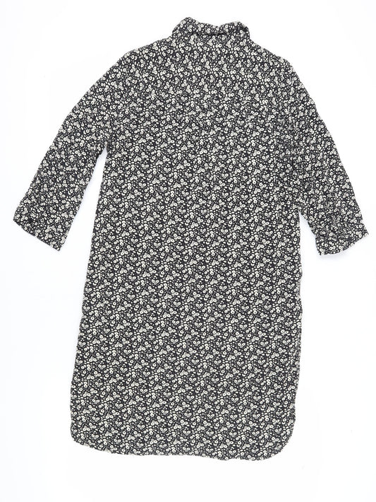 Next Women's Black Floral Shirt Dress Size 10