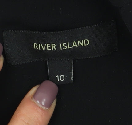River Island Women's Black Jumpsuit Size 10 Sleeveless V-Neck