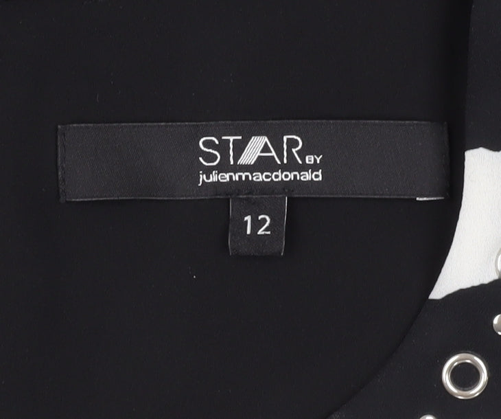 Womens UK Size 12 Star by Julien Macdonald Black Tunic Blouse