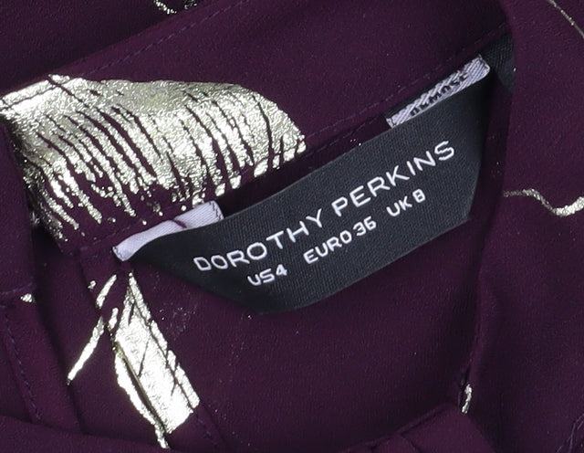 Womens UK Size 8 Dorothy Perkins Purple Tunic Blouse