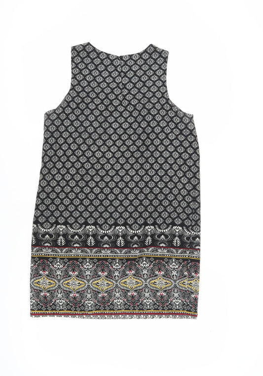 New Look Women's Black Geometric Shift Dress UK 10