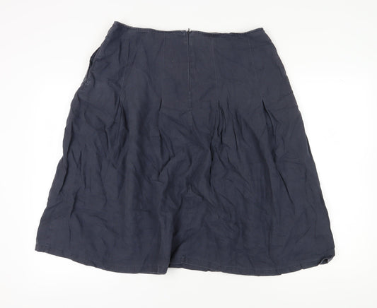 John Lewis Women's Blue Linen A-Line Skirt, Size 16