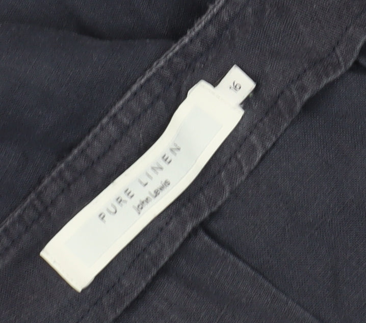 John Lewis Women's Blue Linen A-Line Skirt, Size 16