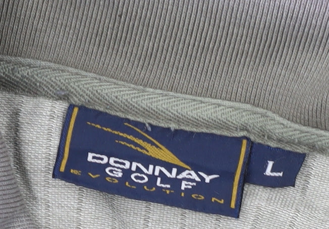 Donnay Men's Grey Striped Polo Shirt, Size L, Regular Fit