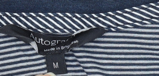Marks and Spencer Men's Blue Striped Cotton T-Shirt M