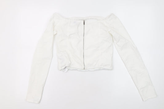 Bershka Women's White Cropped Blouse, Size 12