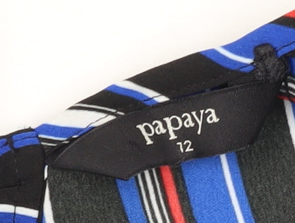 Brand and care label for Papaya Women's Multicoloured Striped Blouse, size 12