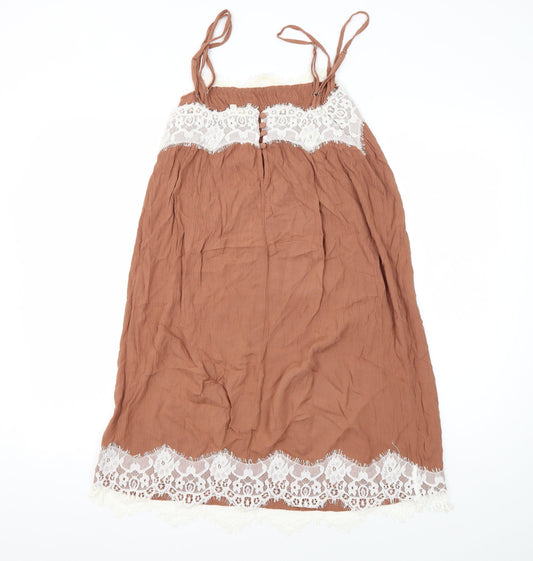 Next Women's Brown Lace Slip Dress Size 8