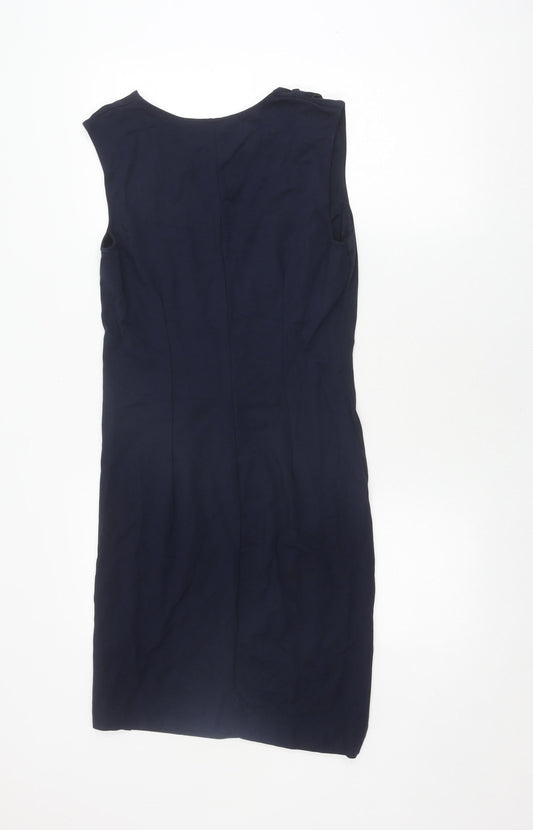H&M Women's Blue Sheath Dress, Size 12, Sleeveless Elegant