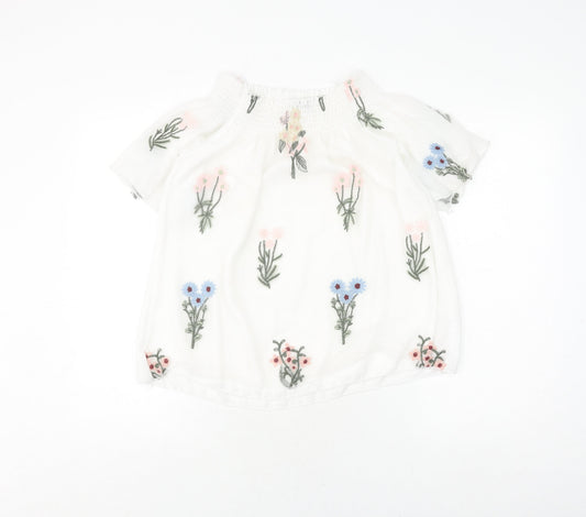 Womens UK Size S Quiz White Cropped Blouse