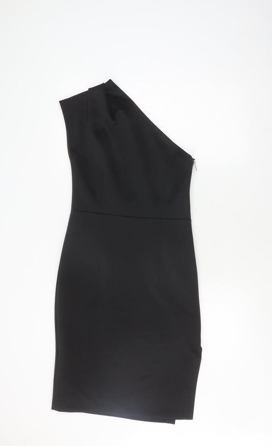 Label Lab Women's Black One-Shoulder Sheath Dress Size 10